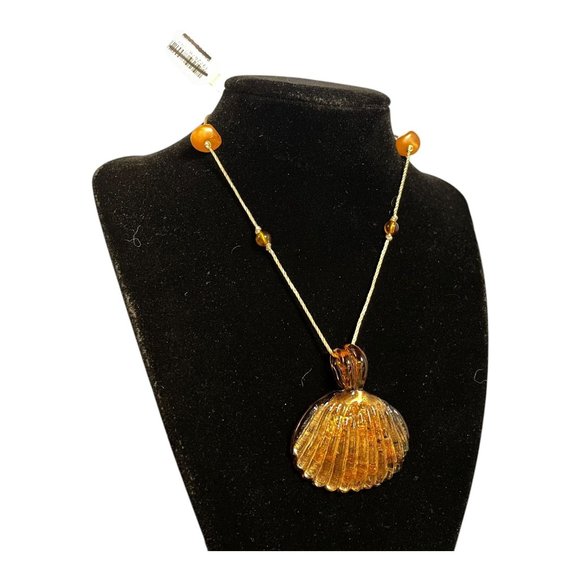 Free People Amber Glass Shell Pendant Necklace - Picture 1 of 3